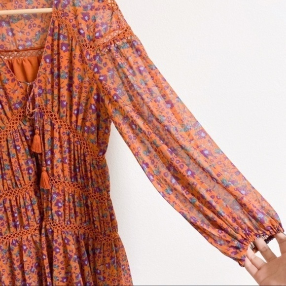 REBECCA MINKOFF Caden Printed Long-sleeve Dress In Rust Multi - Picture 9 of 11